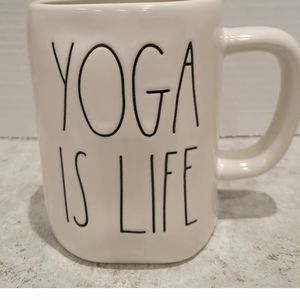 Rae Dunn Yoga Is Life Ceramic Mug